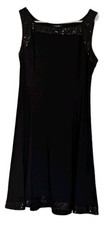 Chaps Womens Black Fit & Flare Sleeveless Dress Size Large Sequined 