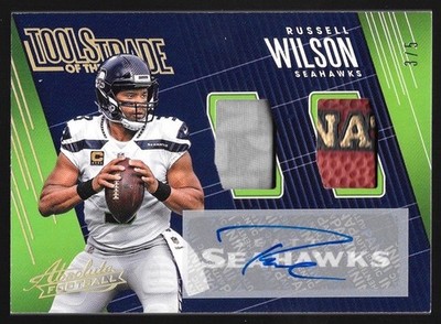 2018 Panini Absolute Tools of Trade Russell Wilson Patch Auto /5 Jersey # 3/5 !
