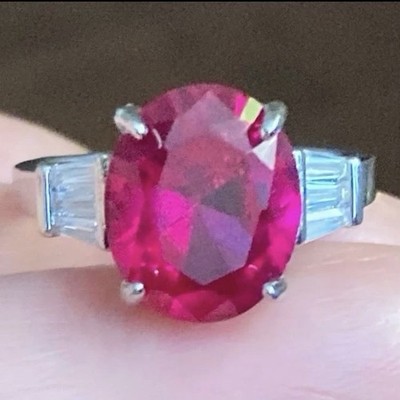 6CT GENUINE RUBY AND CZ DIAMONDS RING SIZE 10
