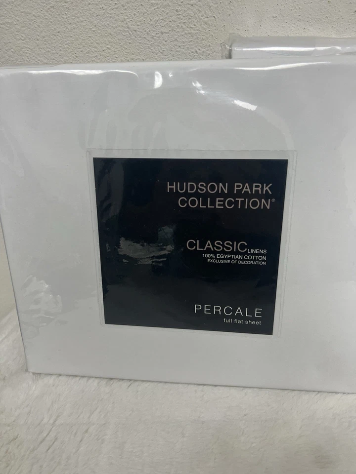Hudson Park Classic Linens Cotton Percale FULL Fitted + Flat Sheet White New - Image 2 of 4