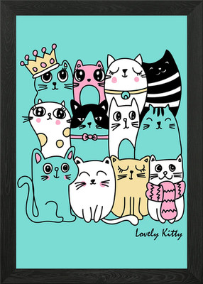 Schöne Kätzchen Katzen gerahmtes Wandbild Poster Leinwanddruck Bild