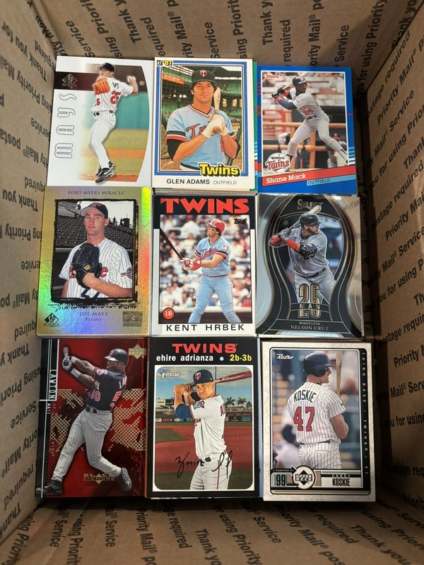 Medium Flat Rate Box of Minnesota Twins Cards Mixed Years 1870+ cards