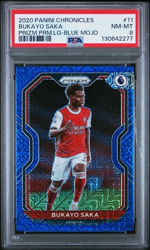 Bukayo Saka [Blue Mojo] #11 2020 Panini Chronicles Prizm Premier League card