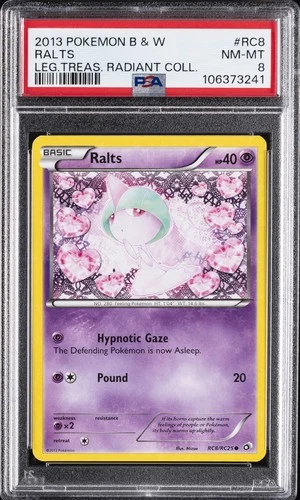 2013 POKEMON B&W LEGEND TREASURES RADIANT COLL #RC8 RALTS PSA 8