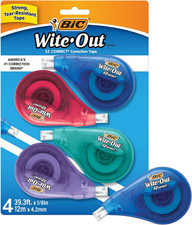 BIC White-Out Brand EZ Correct Correction Tape, 39.3 Feet, 4-Count Pack of White