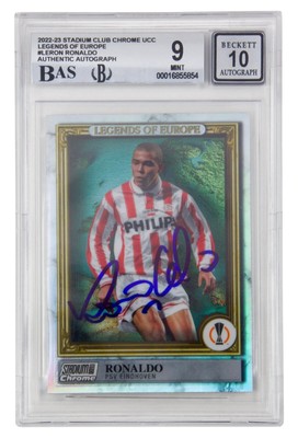 Ronaldo Nazario Signed 2022-23 Topps Stadium Club Chrome – BGS 9
