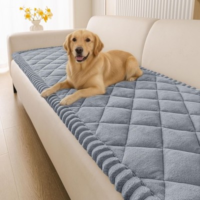 Smiry Fuzzy Couch Cover for Dogs, Non Slip Washable Pet 27.6'' x 59'', Grey 