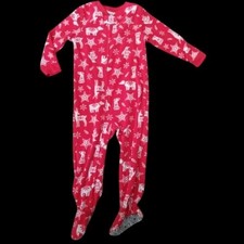 CARTER'S Red Holiday Print Fleece Blanket Sleeper Unisex Size 3T