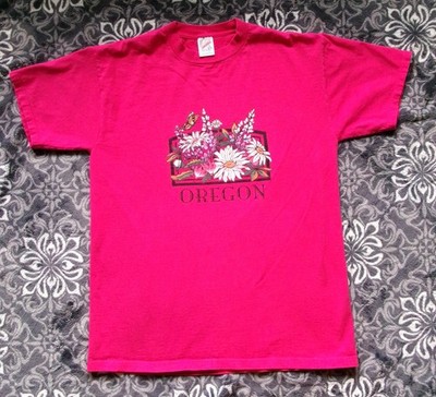 Women's Vintage T Shirt Size L Oregon Floral Bouquet Large Jerzees