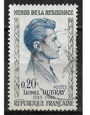 Timbre YT 1289 MI 1343 Heros de la resistance Lionel DUBRAY 1961