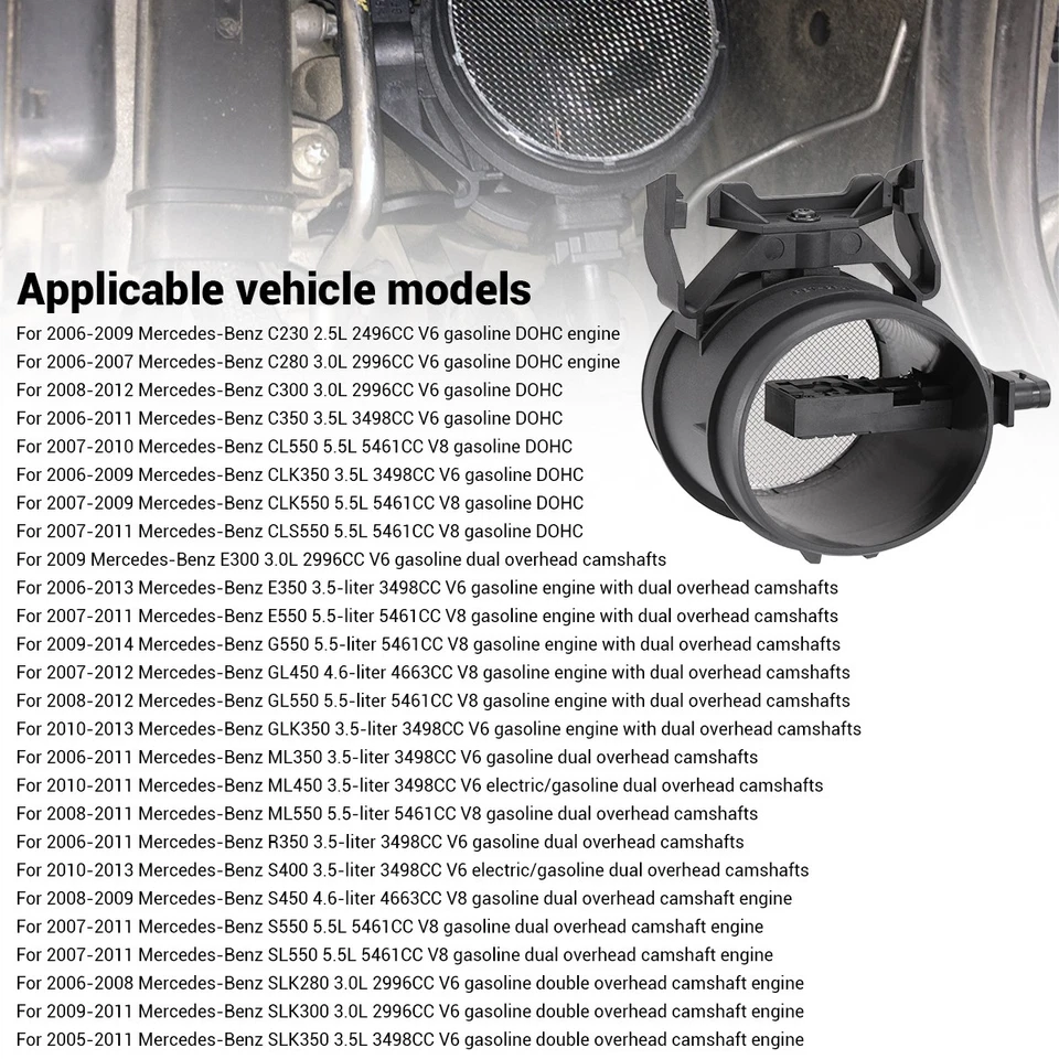 Fits For Mercedes-Benz 2005-2012 MAF Mass Air Flow Sensor 2730940948 0280218190 Foto 2 de 4