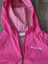 COLUMBIA Girl's 14 16 Pink Full Zip Jacket Hooded Windbreaker Lined Looks Unworn