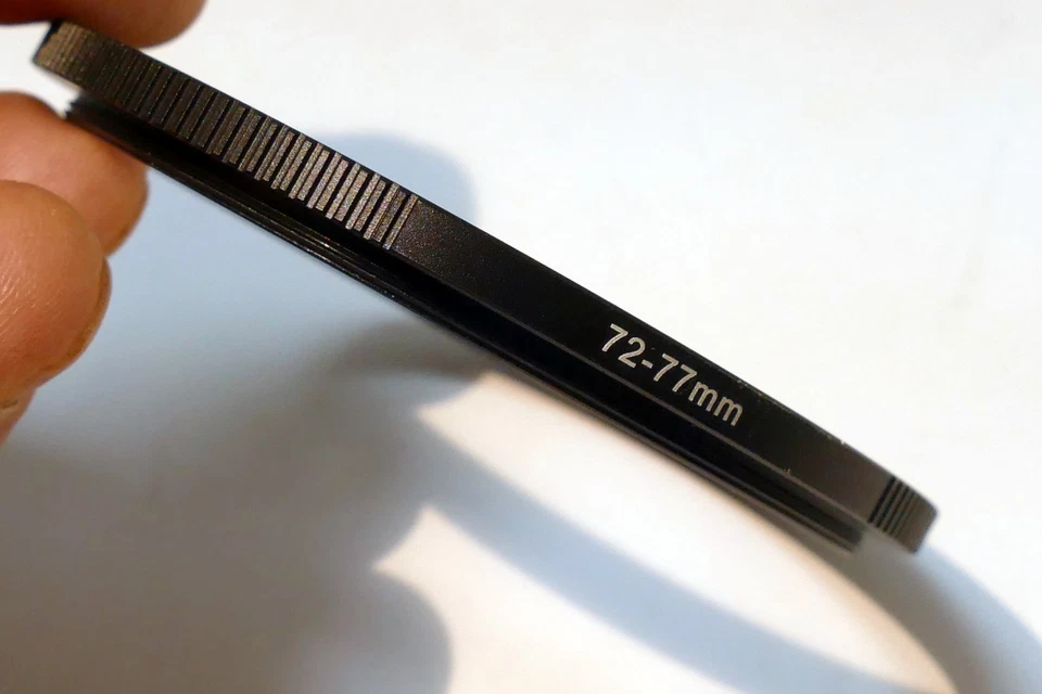 72mm to 77mm male to female threads step Up ring w/ ribbed rim pro - Image 3 of 4