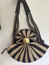 Hand loomed Cotton Leaf Design Shoulder Bag Purse with Brass Accent Bag woven