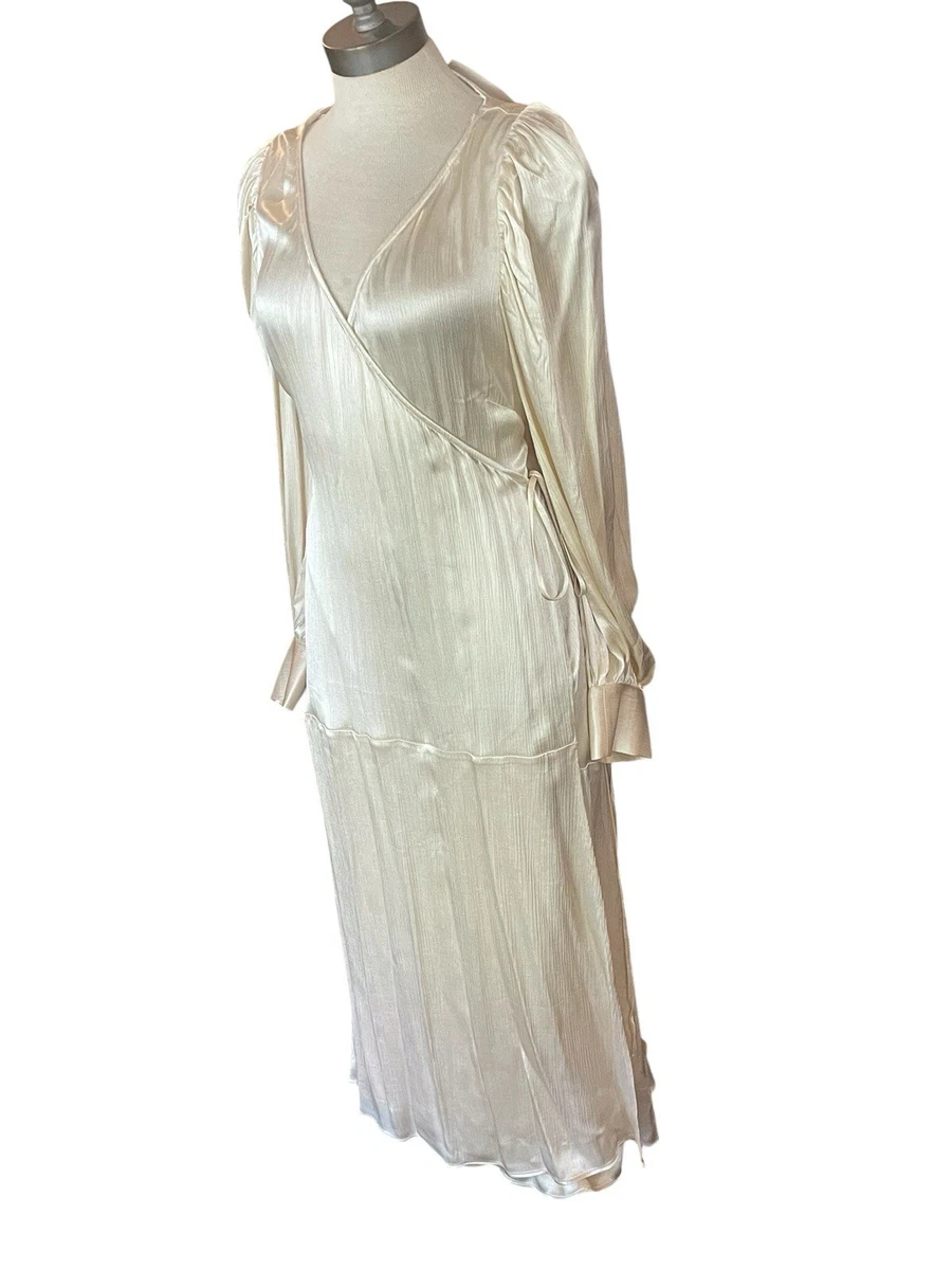 h&m long sleeve satin dress H&M Open Backed Black Long Sleeve Satin Dress Size Small