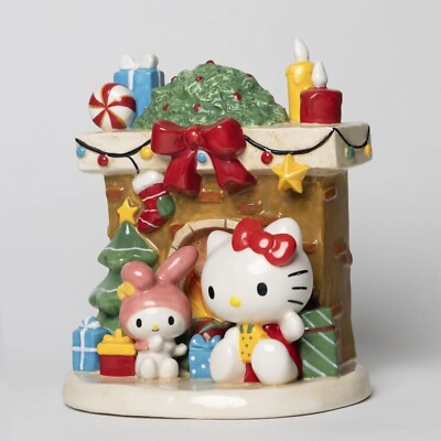 Blue Sky Clayworks Hello Kitty and My Melody Cozy Fireplace with Presents Chr...