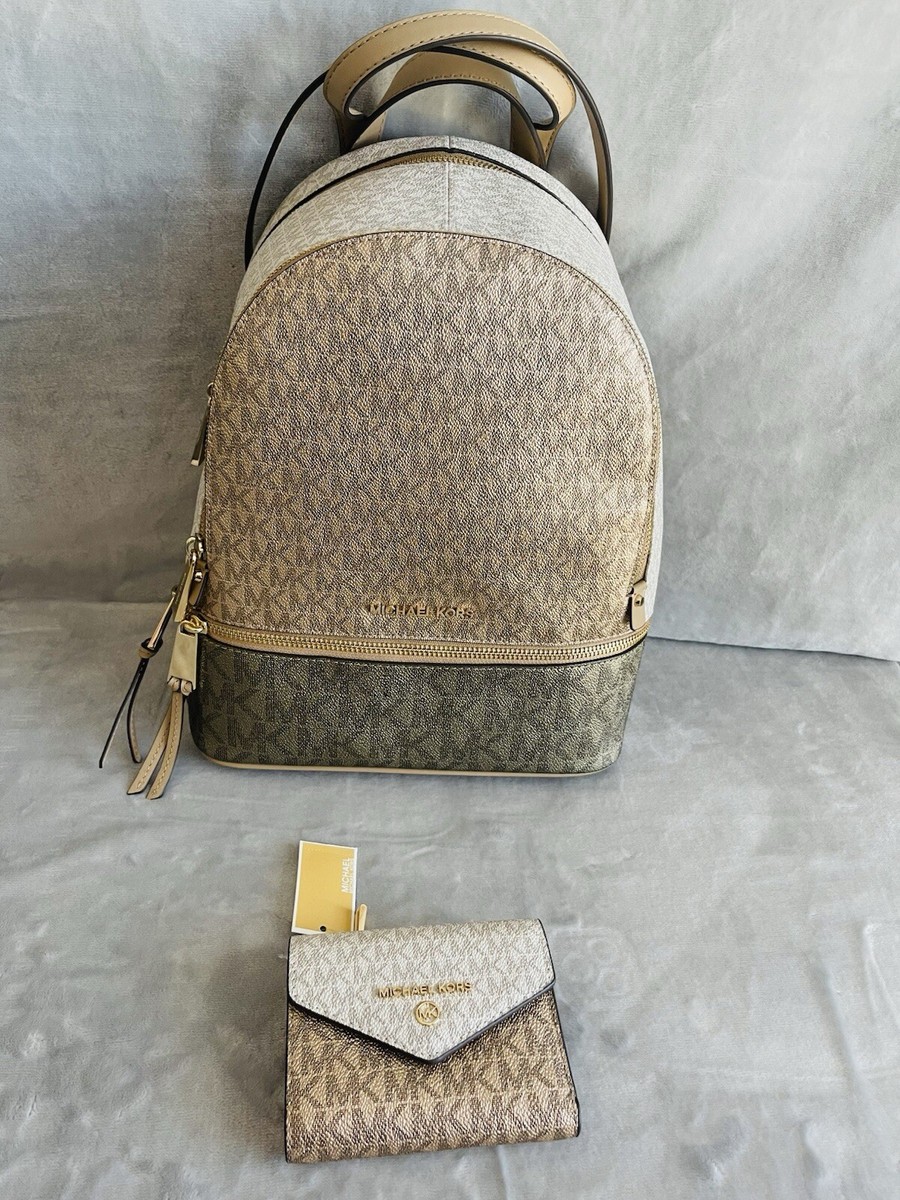 NWT Michael Kors Rhea Medium Metallic Signature Logo  display picture 1