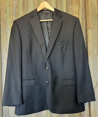 Ralph Lauren Macys 44 Men s 100% Wool 2-Button Blazer Sport Suit Jacket Black