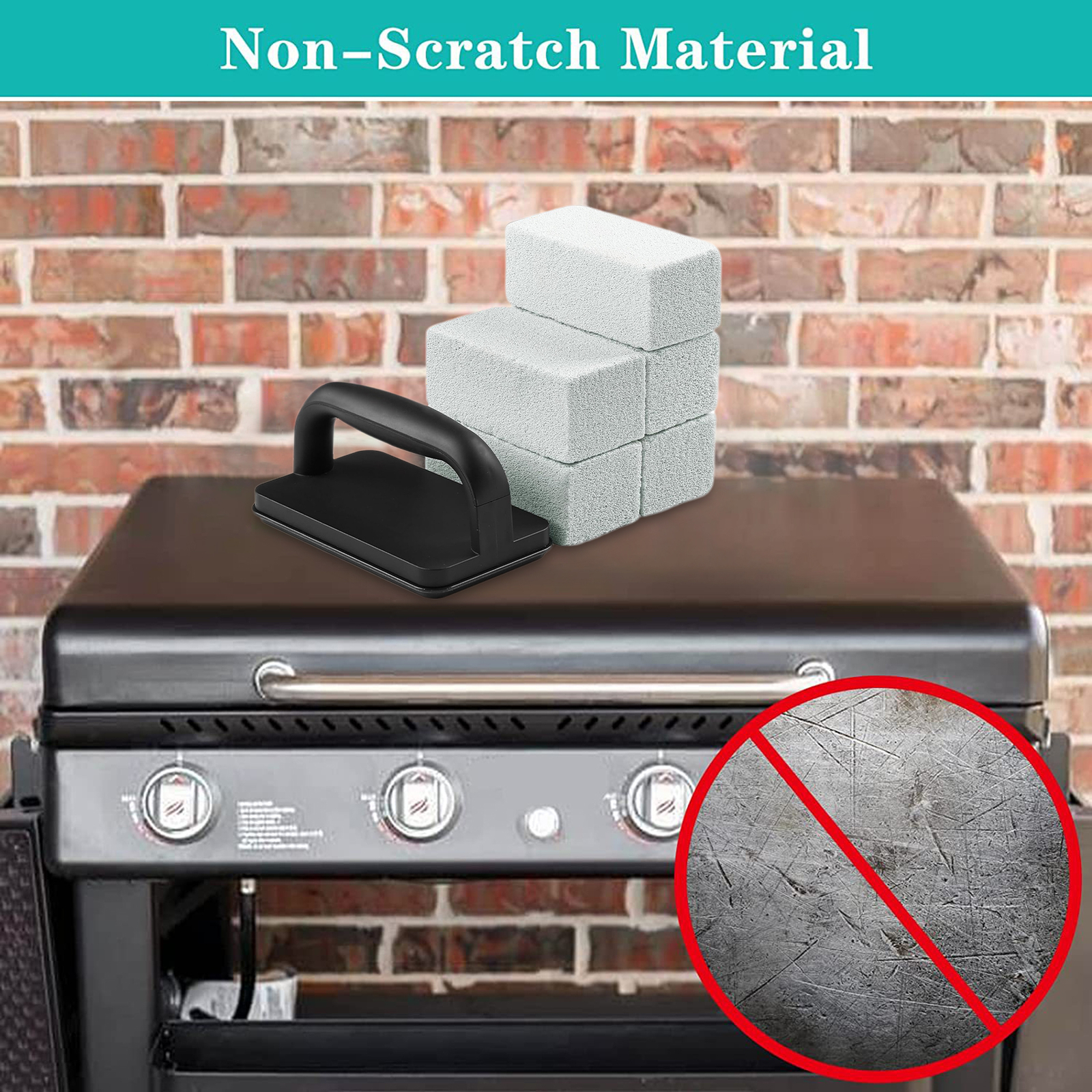 5 Pcs/Set BBQ Cleaning Bricks with Heat Resistant Handle Hard Wear-resistant