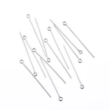 1000 pcs 304 Stainless Steel Eye Pin Needles Jewelry Findings 36x0.5mm Hole 2mm