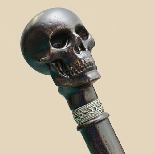 Stylish Carved Skull Cane - Cool Walking Stick - Wooden Vintage Men's Canes - Picture 9 of 9