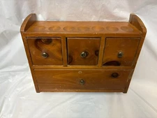 Vintage Wood Smoking Pipe Glass Tobacco Jar Holder Stand Wall Mount Cabinet