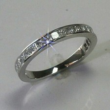 Wedding Band 1.50Ct Diamond 14k White Gold Anniversary Ring Simulated Size 7.5