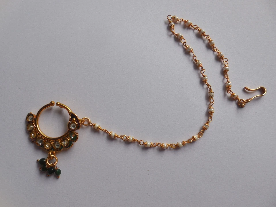 Anillo Nariz Decorado Nath Prensado Fosa Nariz Anillo Aro Decorado Novia Con Cadena Foto 2 de 4