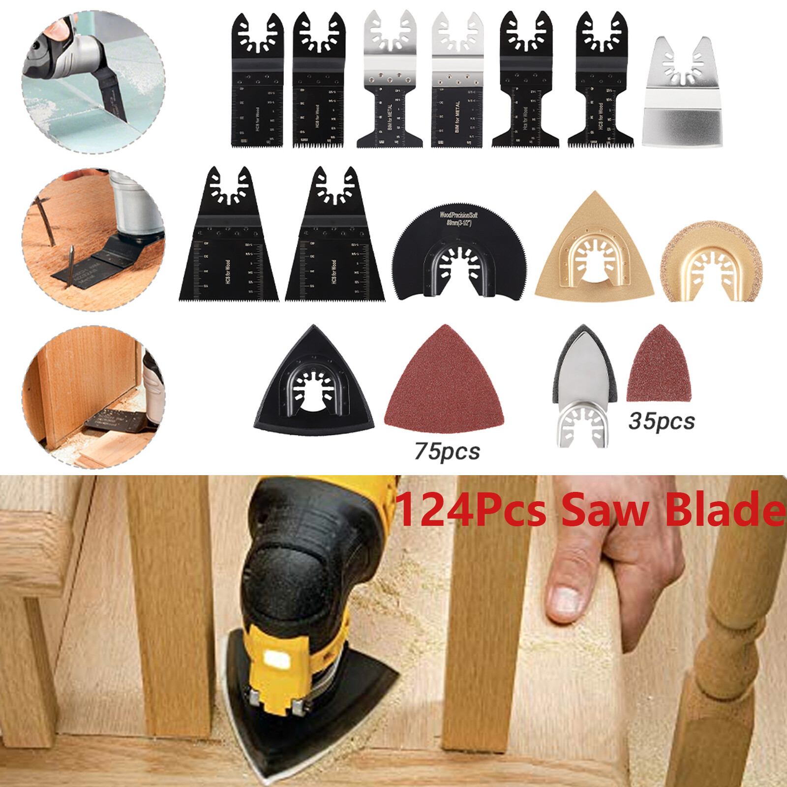 124X Oscillating Multi Tool Saw Blades Set Kit For Dewalt Milwaukee Makita Bosch