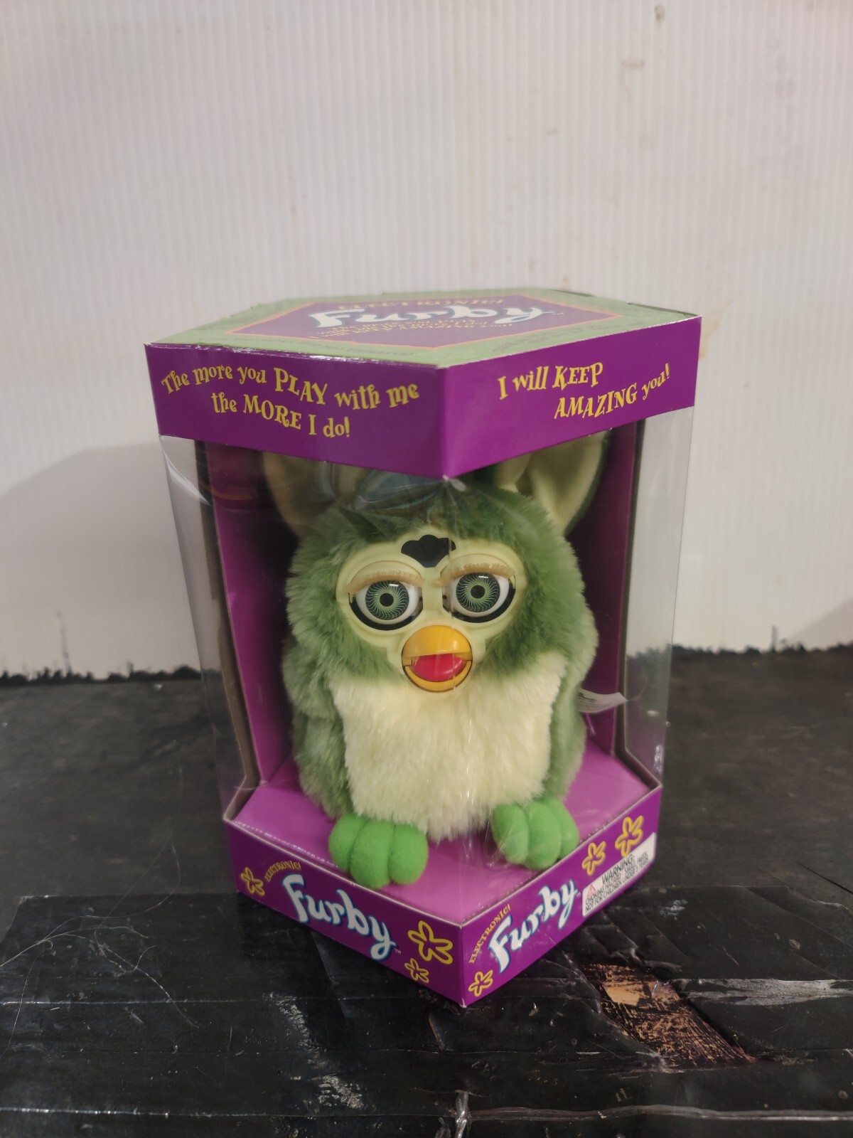 Vintage 1998 SUPER RARE Green Alligator Furby W/ GREEN Eyes Model 70-800 NIB