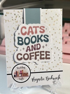 BEWITCHINGLY BOOKISH Cats Books Coffee Magnetic Bookmark Book Lover Bookish Gift Planner Journal