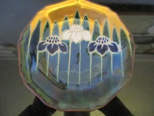 VIntage Toyo Japan Kutani  Satsuma Hand Painted Irises Gold Gilt Bowl Plate!