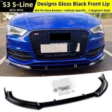 For 2015 2016 AUDI S3 A3 S-Line 8V Front Bumper Lip Spoiler Splitter Gloss Black