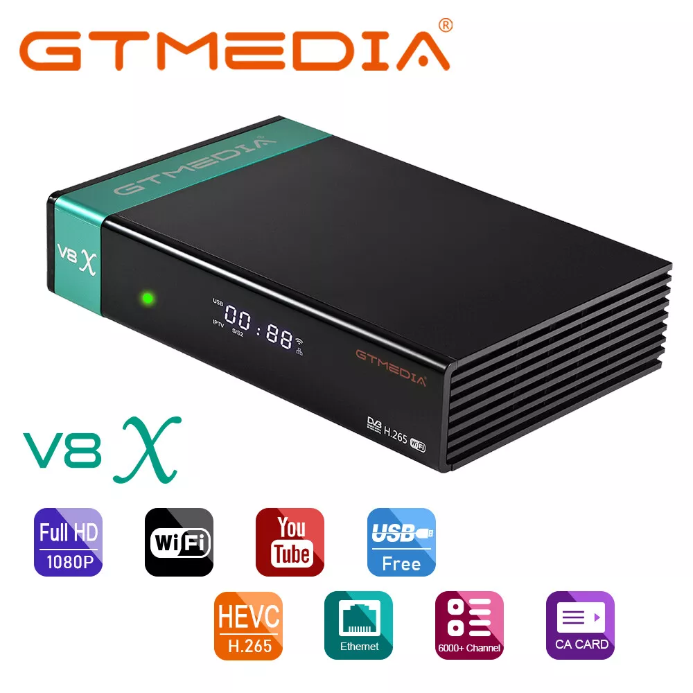 GTMEDIA V8X FTA Satellite Receiver DVB-S/S2/S2X Wifi H.265 HD Decoder PVR  TV Box