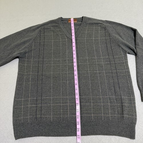 Vtg Mens M Sweater Green Lambswool Wool Extra Fine Pullover Plaid Preppy Y2K - Picture 8 of 22