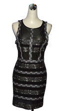 NASTY GIRL NEW NWT SIZE M MEDIUM BLACK WHITE MESH SLEEVELESS MINI BODYCON DRESS
