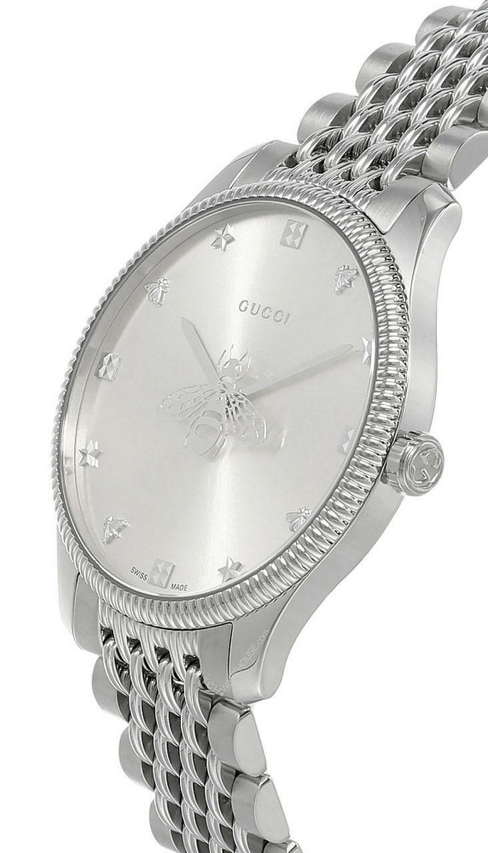 Gucci G-Timeless 36mm SS Silver Dial Slim Unisex Watch YA1264153