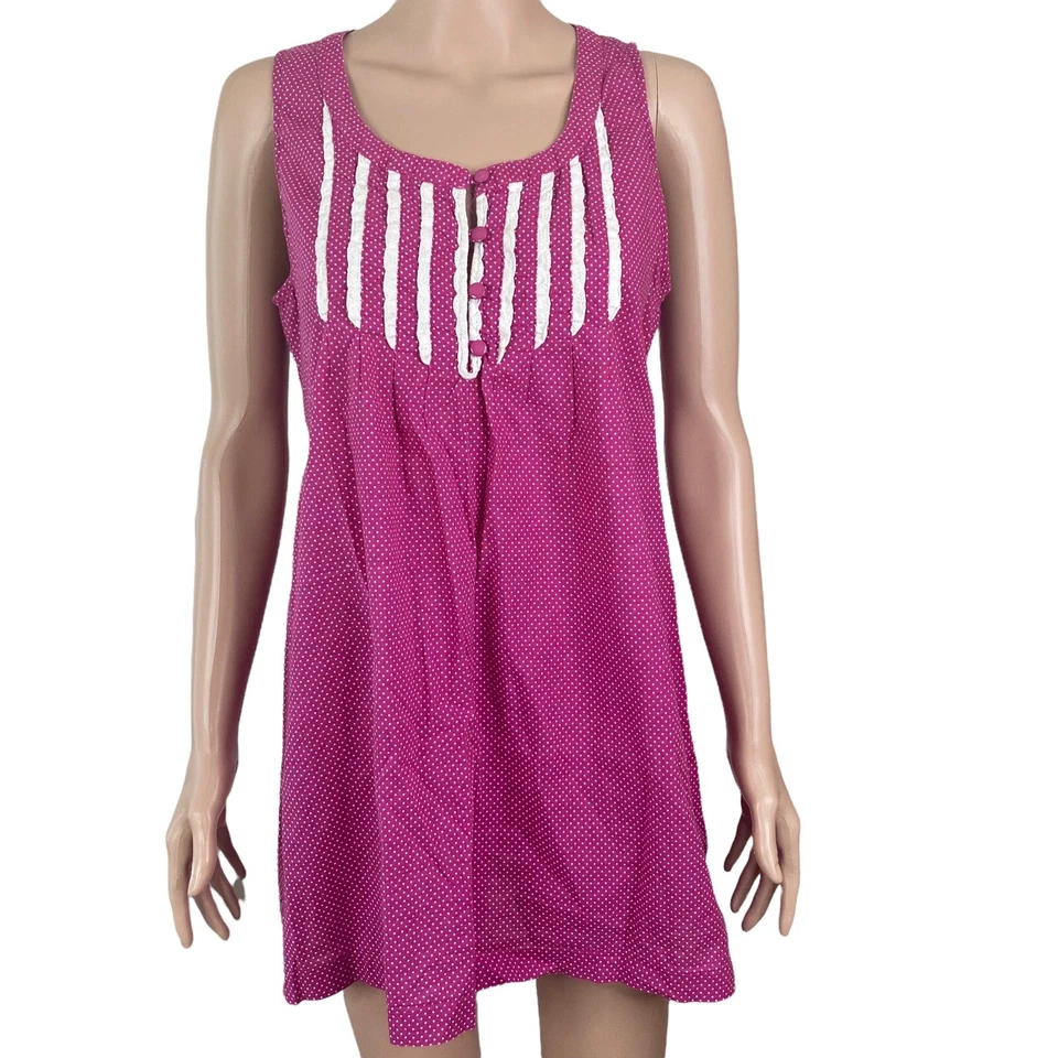 Camisa túnica Heritage 1981 para mujer mediana rosa blanco lunares sin mangas Foto 4 de 4