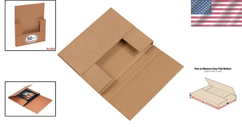 50-Pack Kraft Easy-Fold Mailers, 10.25” x 8.25”, Crush-Proof Shipping Solution - Picture 2 of 10