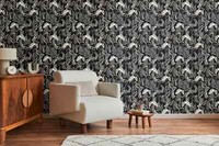 Vliestapete BlüTen BläTter Pflanzen Farn Schwarz Creme Orange 39434-1 (4,67€/1Qm