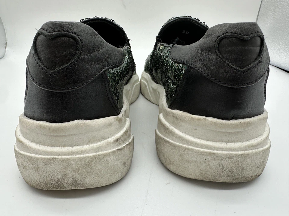 Zapatos sin cordones Love Moschino para mujer con lentejuelas verdes corazón talla 39 EE. UU. 9 Foto 4 de 4