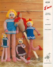 Knitting pattern copy 0749.  Toys. Long leg dolls.  25, 28, 33 & 40 inches tall