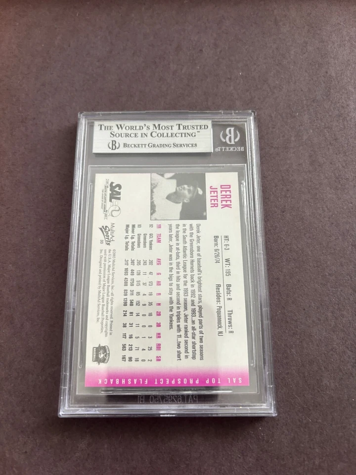 2003 SOUTH ATLANTIC LEAGUE TOP PROSPECT DERICK JETER # 33 GRADED BECKETT 9 - Image 3 of 4