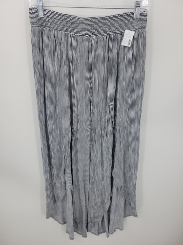 Maurices Pants Womens Medium Blue White Stripe Flowy Pull On Wide Lege Beachy