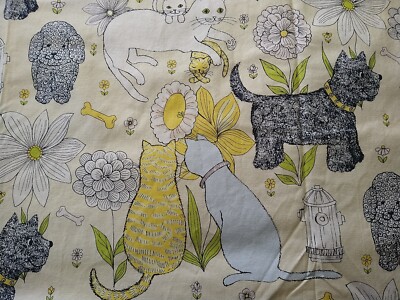 Anna Griffin FIFI & FIDO Collection 2010 Cotton Fabric Dogs Cats Green BTHY 18''