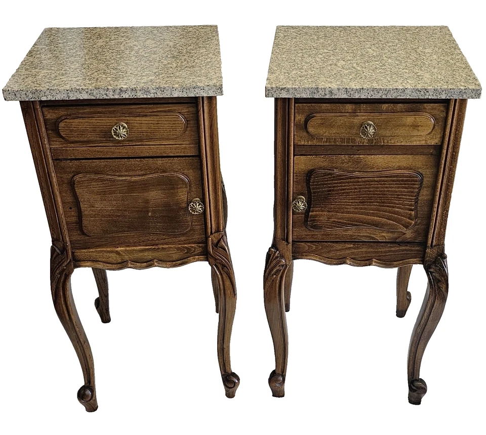 Antique Pair of Vintage French Nightstands, Bedside or End Tables Circa 1920s - Image 2 of 4