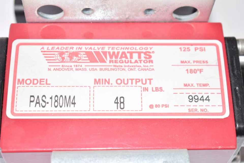 NEW Watts Regulator PAS-400M4 Valve Actuator 125 PSI 180 DEG F - Image 2 of 3