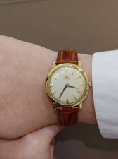 OMEGA Luxus Herrenuhr 585 Gelbgold Krone (Original) Leder neu Armband 1972