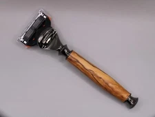 Olive Wood Handmade Razor Handle (Blade Not Included)