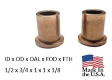 2pc, 1/2" x 3/4" x 1" Bronze Flanged Bushing, AMERICAN BRONZE - Made In USA